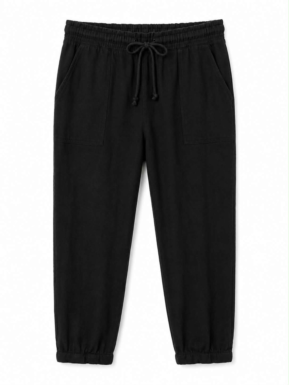 Lagaci Black Cropped Cotton Drawstring Cuffed Ankle Length Pant – Size Large GUC